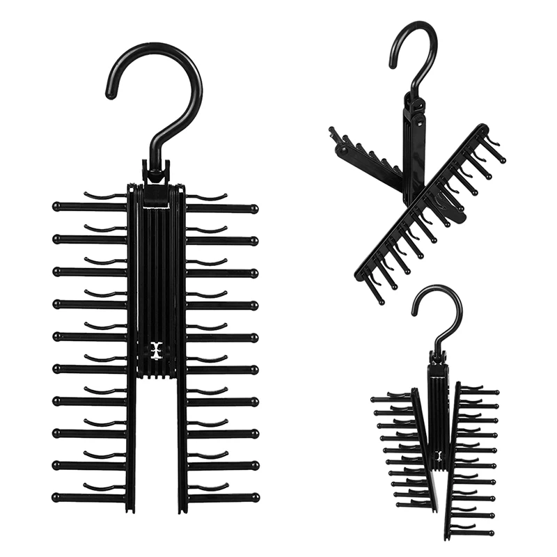

360 Degree Rotating Tie Rack Closet Organizer Neck Ties Necktie Belt Scarves Adjustable Non-slip Holder Hanger Hot Sale