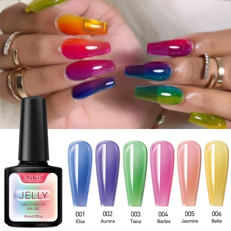 УФ-гель для ногтей Azure Beauty Jelly стеклянный яркий светодиодный гибридный