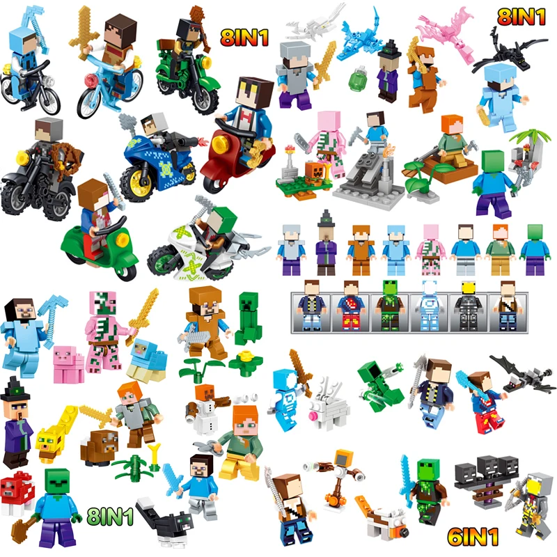 HOT Minecrafted Steve Alex Zombie Enderman Reuben Skeleton Weapon font b Action b font font b