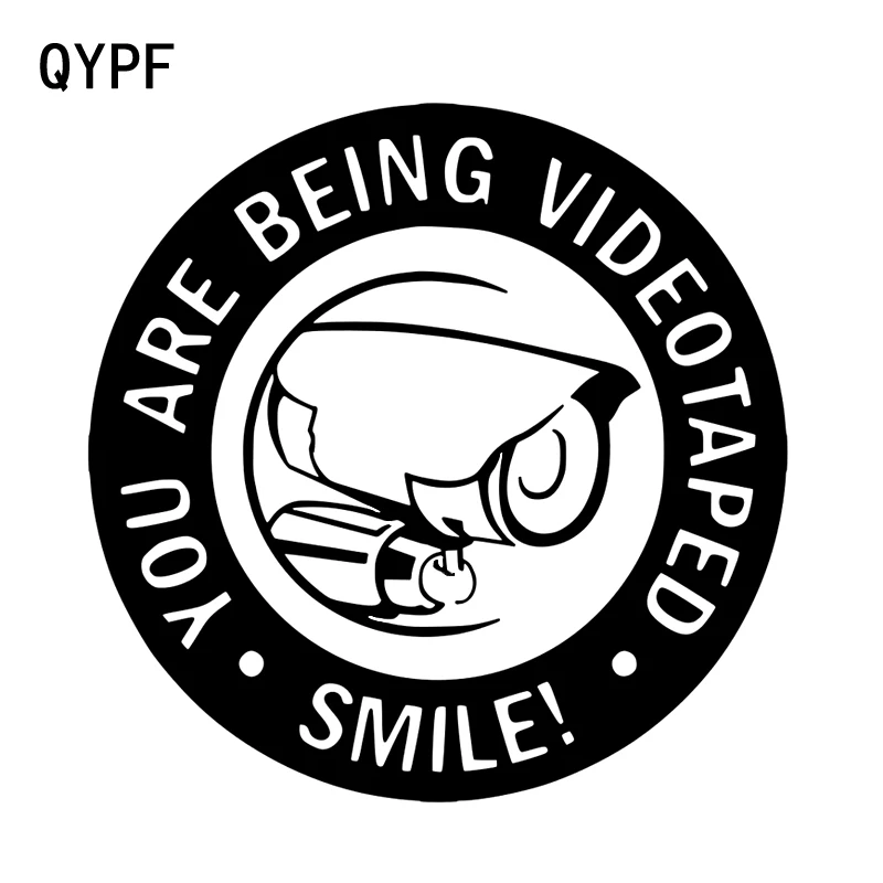 Qypf 15.5 см * 15.5 см Предупреждение знак безопасности Камера автомобиля Стикеры черный/серебристый винил Графический s9-2217