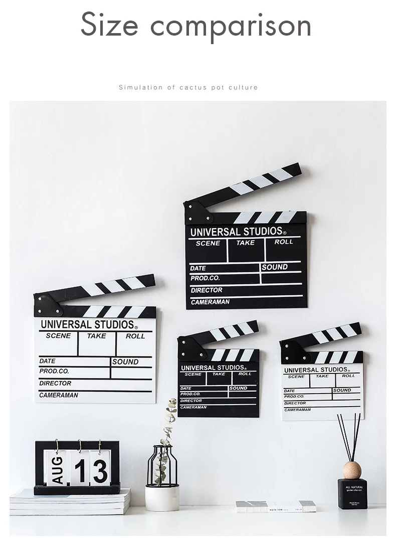 Nordic decorative ornaments ,black and white Clapboard film clapper director playing board photo studio shooting props bedroom  (10)