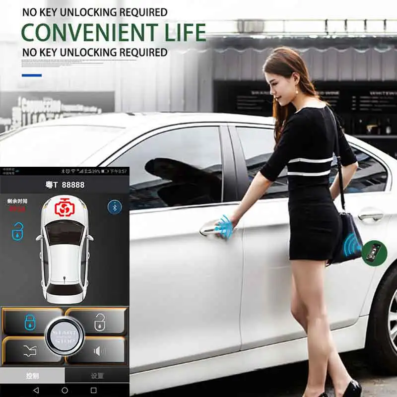 PKE Smart Key font b Smartphone b font Remote Start Stop Control Car Alarm Security Button