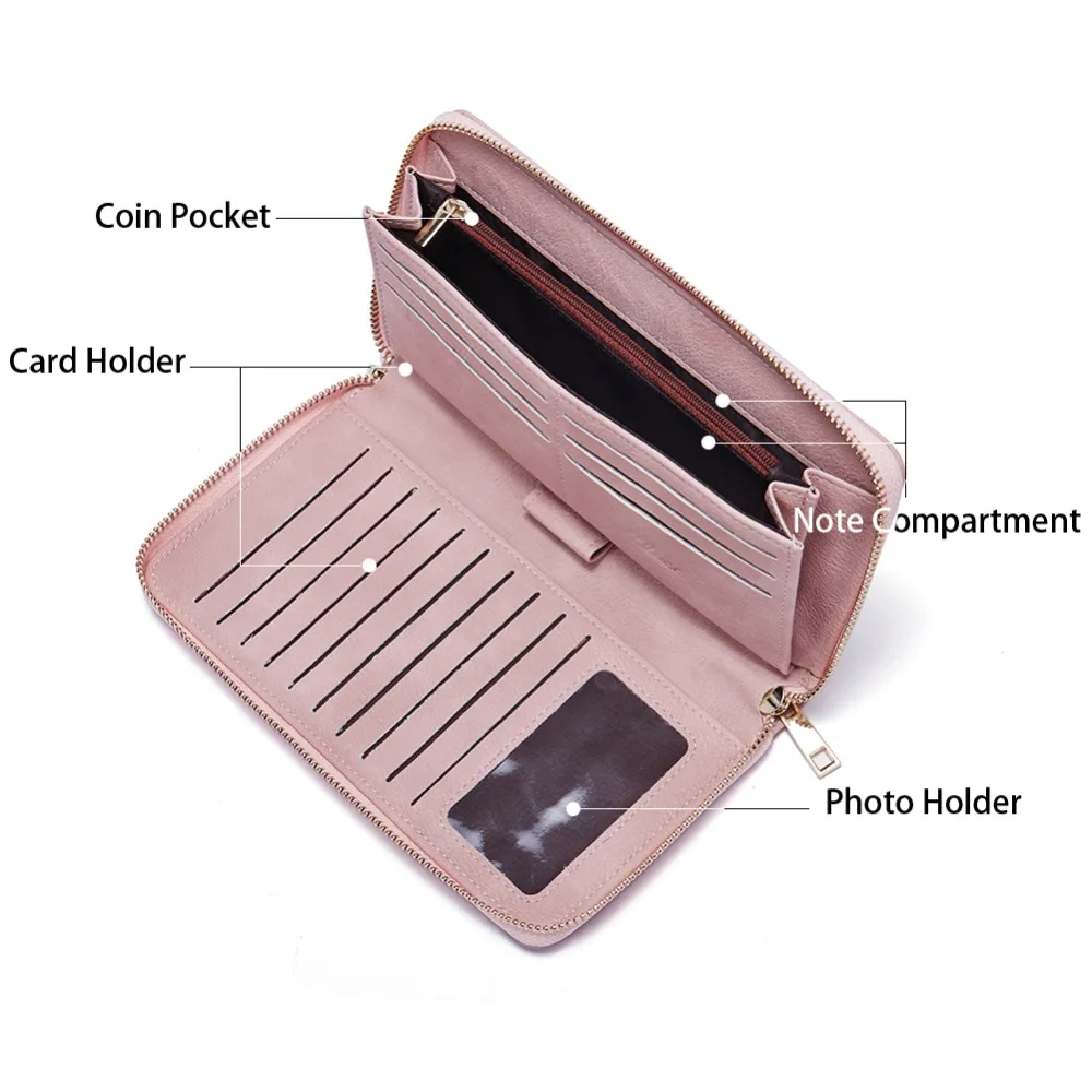 Women Wallets Fashion Leather Wallet Leisure Luxury Brand Clutch Ladies Bag Long Purses Card Holder Organizer Billeteras Mujer