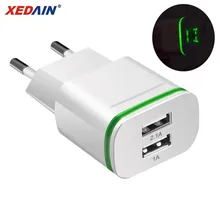 XEDAIN Высокое качество телефон USB быстрое зарядное устройство ЕС/США штекер 2.1A настенное зарядное устройство с двумя портами 2 USB светодиодный светильник адаптер питания для быстрой зарядки