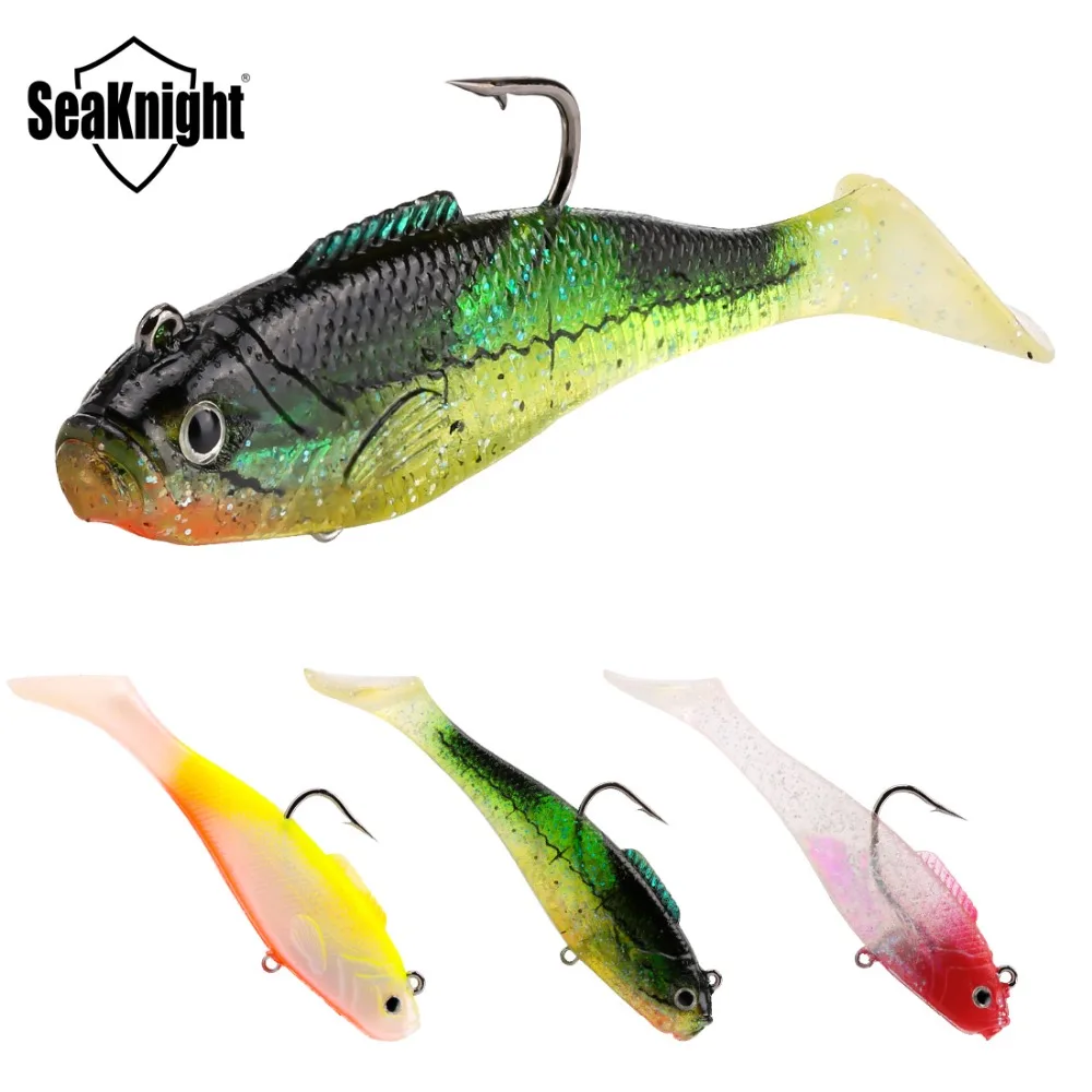 

SeaKnight SL005 Soft Lure 16g 90mm 0.56oz 3.5in 12Pcs Lead Head Soft Fishing Lure T Tail 3D Eyes Fish Soft Bait for Carp Fishing