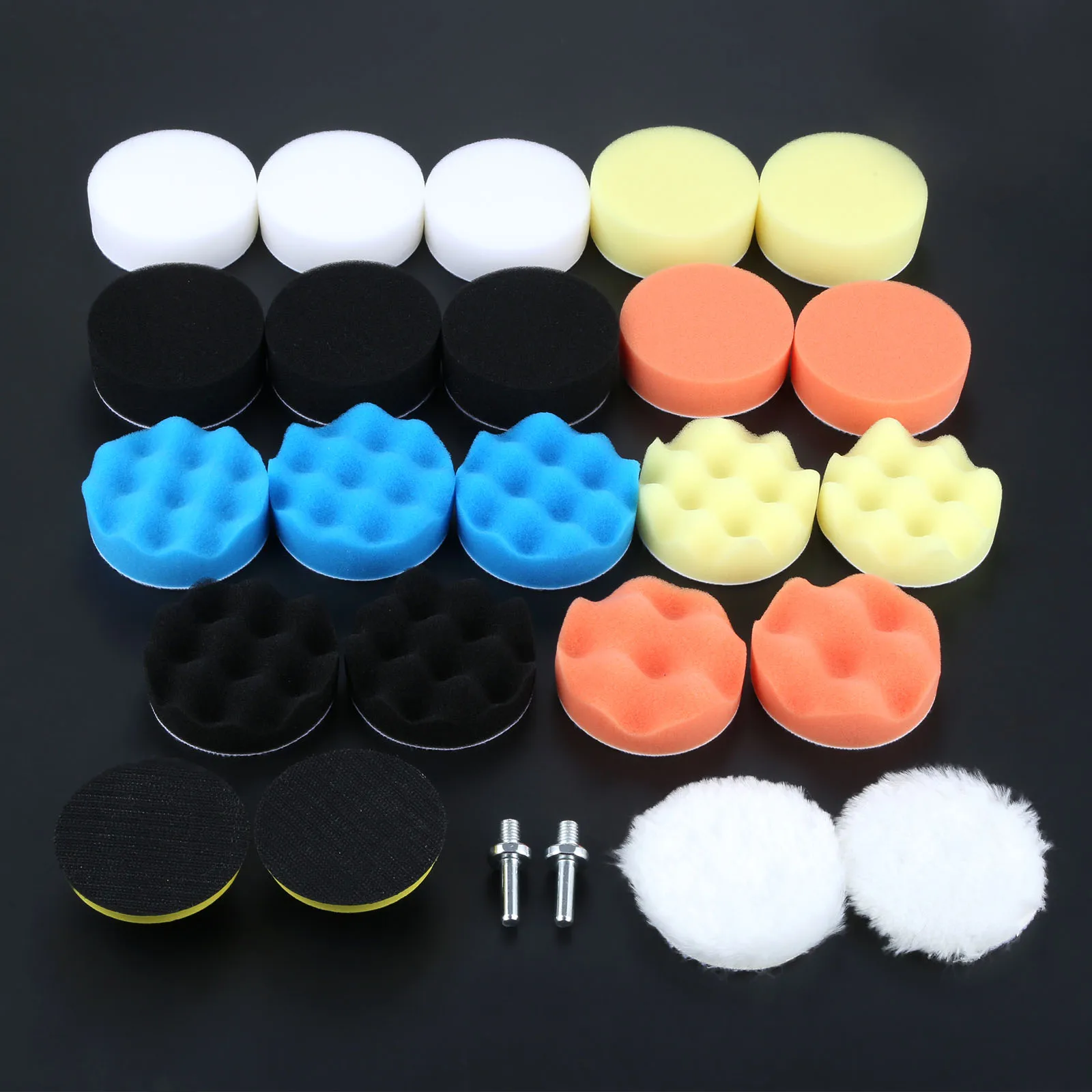 

DRELD 25Pcs 80mm Car Polisher 3" Sponge Buffing Polishing Pad For Car Waxing Polishing Pads Set M10 Drill Adapter Cleaning Tool