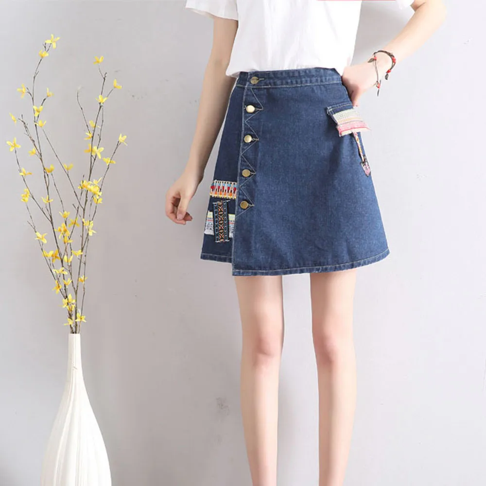 

Womail Women Skirt Summer Fashion Waist Skirt Korean Style Girls Cowboy Mini Denim Short Skirt Daily Casual 2019 dropship f10
