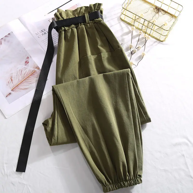 Сезон весна-лето; брюки с высокой талией; Pantalon Femme; Повседневная Уличная одежда; черные брюки; женская одежда; свободные женские брюки-карго; Q1250
