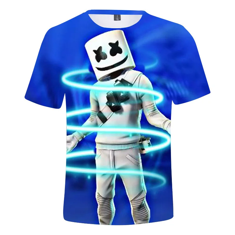 

2-13Y Kids Marshmello T-shirt Children Boys and Girls Summer Dj Marshmello Music Tops Tees Fashion Costume Free Shipping