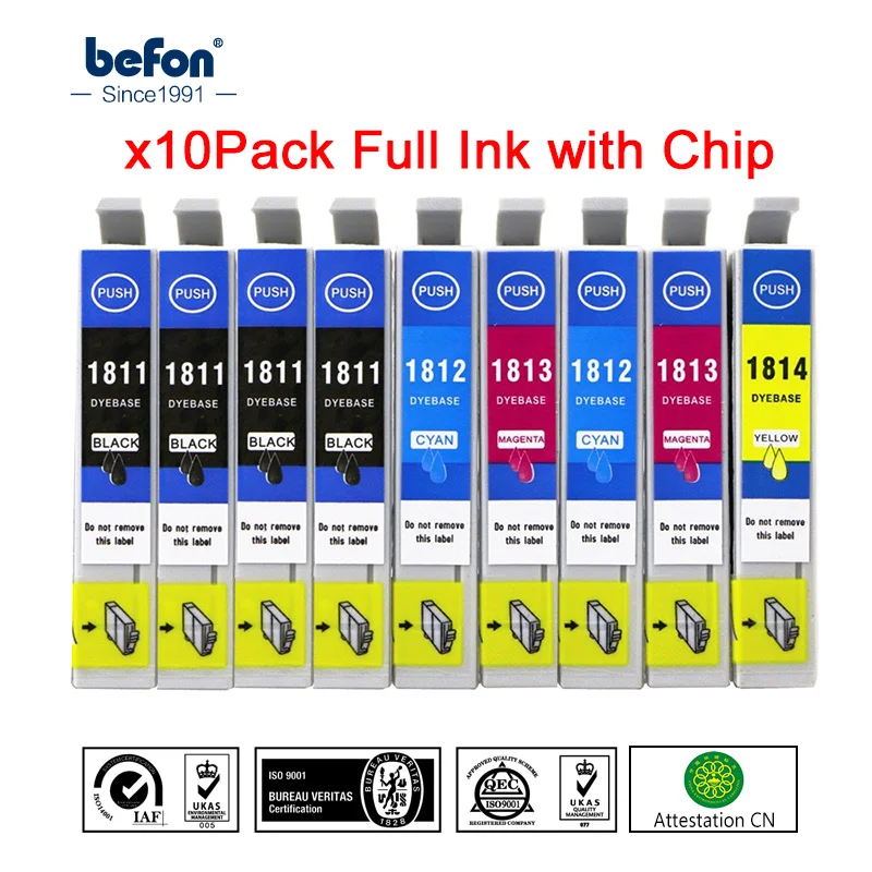 befon X10 18XL Ink Cartridge Replacement for Epson 18 XL T1811 T 1811 XP30 XP102 202 305 405 205 302 402 415 Printer |