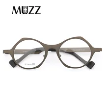 MUZZ унисекс чистые титановые оправы женские оптические Необычные супер маленькие полные оправы Оправы Высокая корректирующие оч