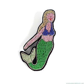 

The new design of Fairytale Mermaid epauletten badge Handmade metal wire rozet Fashion personality Clothing Accessories badges