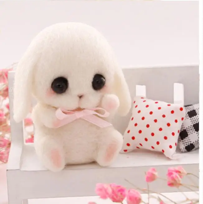 

The loppy eared rabbit cartoon animal set wool needlepoint kit wool felt needle felting pendula craft needlecraft DIY handmade