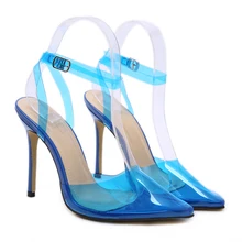 Ladies Shoes With Heels Women Pumps Sexy Clear High Heels Yellow/Blue Pointed Toe Ankle Strap Party Shoes High Heels 12cm Ladies Shoes With Heels Women Pumps Sexy Clear High Heels Yellow/Blue Pointed Toe Ankle Strap Party Shoes High Heels 12cm
