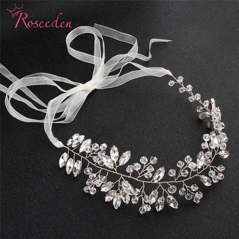 

Handmade Rhinestone Wedding Headband Crystal Hairband Flowers For Bridesmaid Headpiece Hair Accessories RE3371