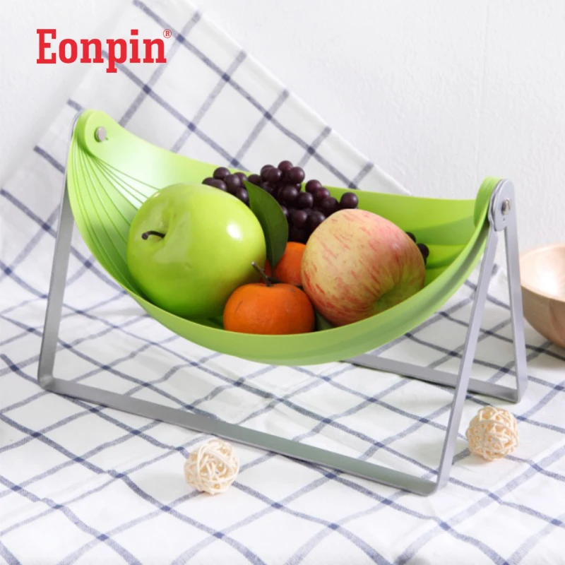 Eonpin Green Fashion Storage Rack Folding Fruit Basket Fruit Plate Desktop Storage Rack For Living Room Kitchen Storage Holders