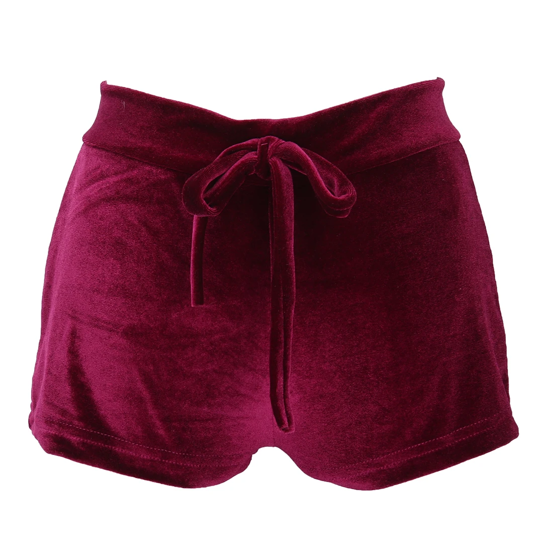 

ABC Pretty Little Thing Womens Ladies Retro Velvet Pink Wine Red Crushed Runner Fashion Shorts Hot
