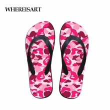 WHEREISART для женщин дизайнер сланцы с камуфляжным принтом шлёпанцы для пляжные сандалии Летняя обувь бассейн Тапочки для душа пляжные