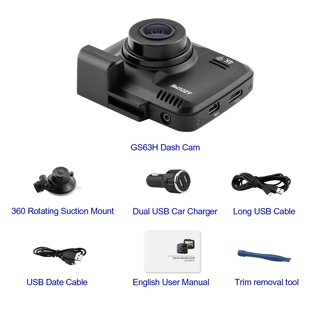 Azdome GS63H 2160P 4K Car DVR Camera With WiFi 2.4 inch Novatek 96660 Video Recorder Built in GPS Auto Camcorder Dash Cam