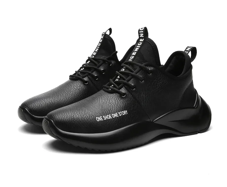 New Spring Autumn Man Walking Shoes Leather Breathable Korean Waterproof Student Damping Wear-resistant Running Shoes for Male (20)