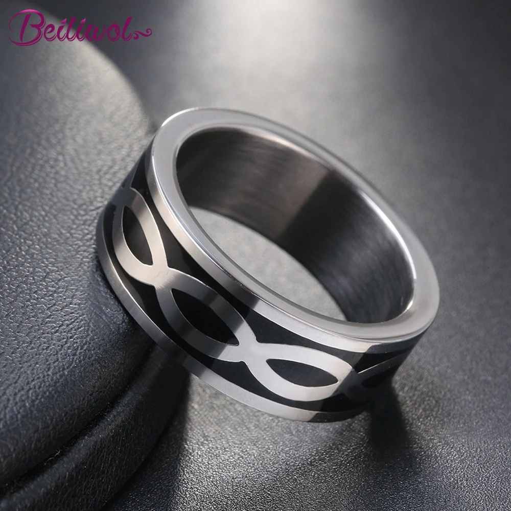 

Beiliwol Fashion Women Rings 316L Stainless Steel Infinity Men Jewelry Black Drip Female Anel Dropshipping Graduation Gift