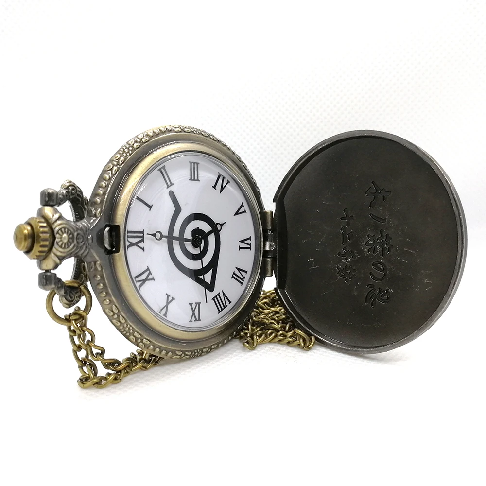 New Arrival Black Gold NARUTO Japanese Anime Quartz Pocket Watch Analog Pendant Necklace Men Women Watches Fob Watches Gift Box