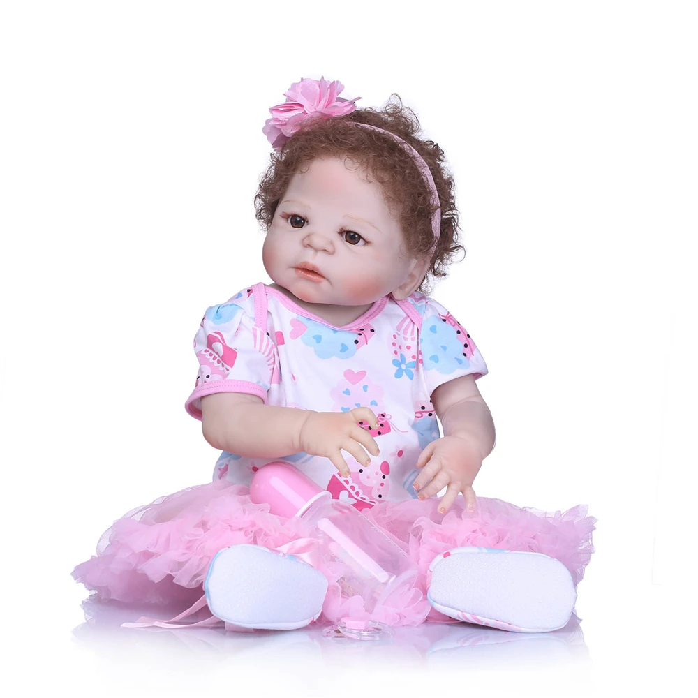 

NPK 55CM doll reborn full silicone reborn babies fashion children toddler bear doll birthday gift boneca