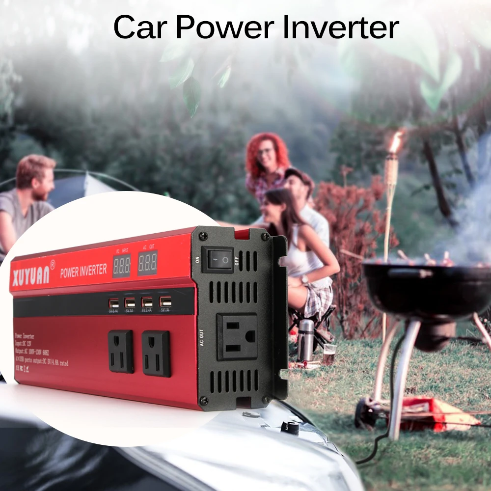 

5000W Solar Car Power Inverter LED DC12/24V To AC110/220V Sine Wave Converter 4 USB Interfaces