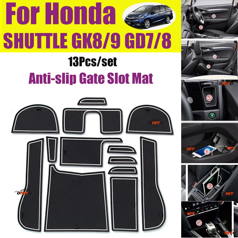 

Car Styling For Honda SHUTTLE GK8/9 GD7/8 13pc/lot Auto Interior Pad Door Groove Mat Anti-slip Gate Slot Pad Covers Coaster Pad