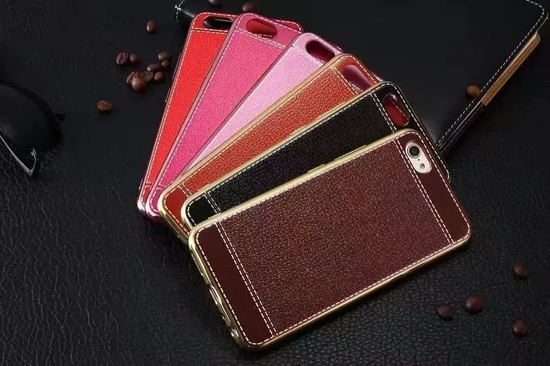 50pcs/lot Free Shipping Litchi Leather Striae Plating Frame Cover Case For OnePLUS 5 | Мобильные телефоны и аксессуары