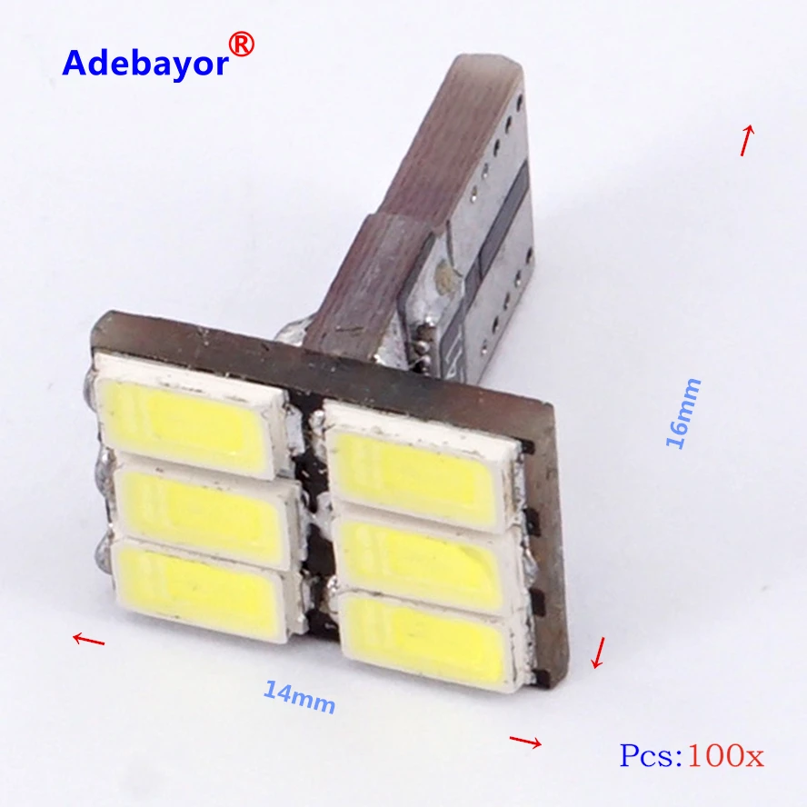 100 X T10 w5w печатная плата без ошибок 168 194 5630 5730 6smd светодиодный SMD Светодиодная