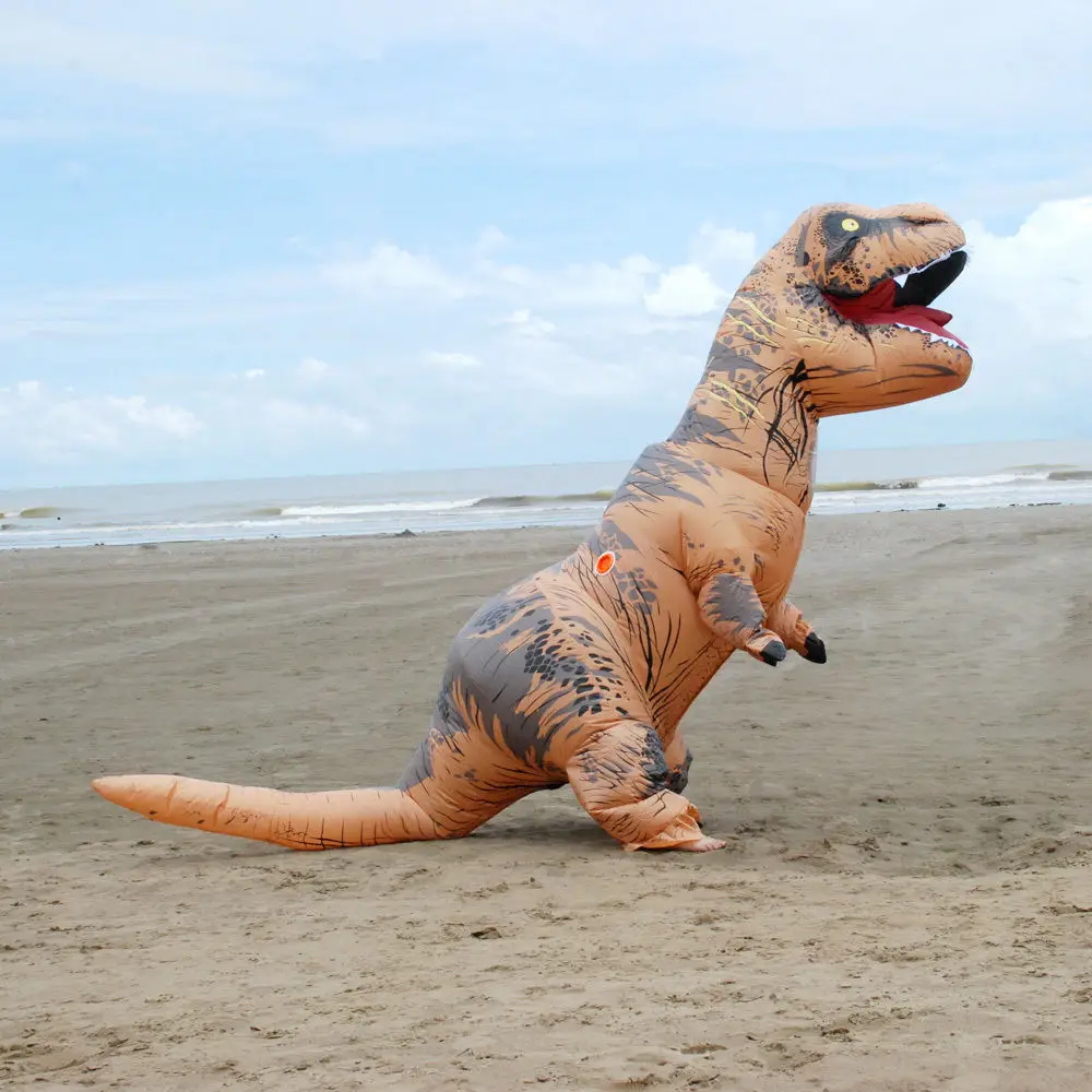Юрский Мир динозавр надувной костюм Хэллоуин T Rex Униформа взрослый Косплей