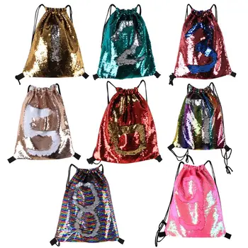

Sell at a loss! Girl Drawstring Bag Reversible Sequins Cinch Sack Storage School Backpack Pouch