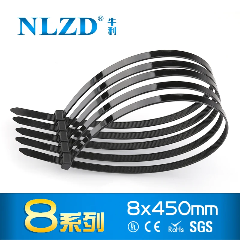 Factory Standard 350mm Zip Ties 250Pcs 5.2mm width Plastic Cable Tie SGS CE UL RoHS Certified wire fasteners nylon loop tie |