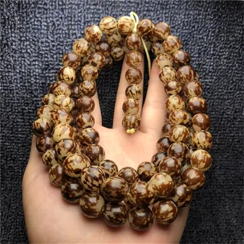 

Tiger Spot Flower Bodhi Root Beads Bracelet 108 Natural Bodhi Seed Beads Mala Buddhist Prayer Bracelets DIY Jewelry Wholesale