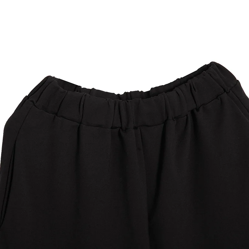 Высокая талия свободные брюки ушко 2019 новые женские повседневные брюки оверсайз уличные брюки черные Speical брюки металлическое кольцо LT671S50