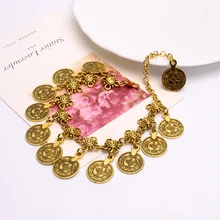 Gold Silver Plated Color Bohemian Metal Coin Tassel Anklet Luxury Charm Coin Ankle For Women Jewelry Summer Style
