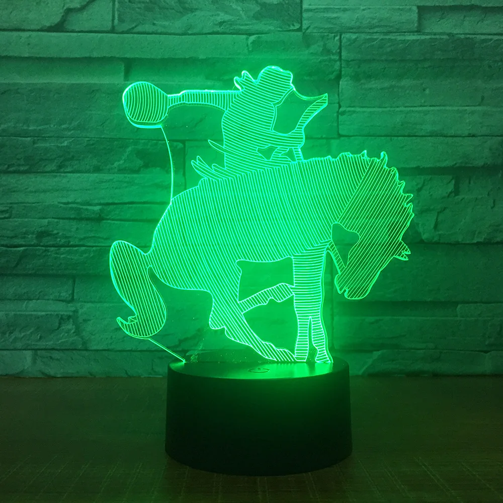 3D الحصان سباق الفروسية تظهر شمعة LED USB البصرية مصباح غرفة نوم ديكور الطفل النوم الإضاءة 7 ألوان تغيير الاطفال هدايا