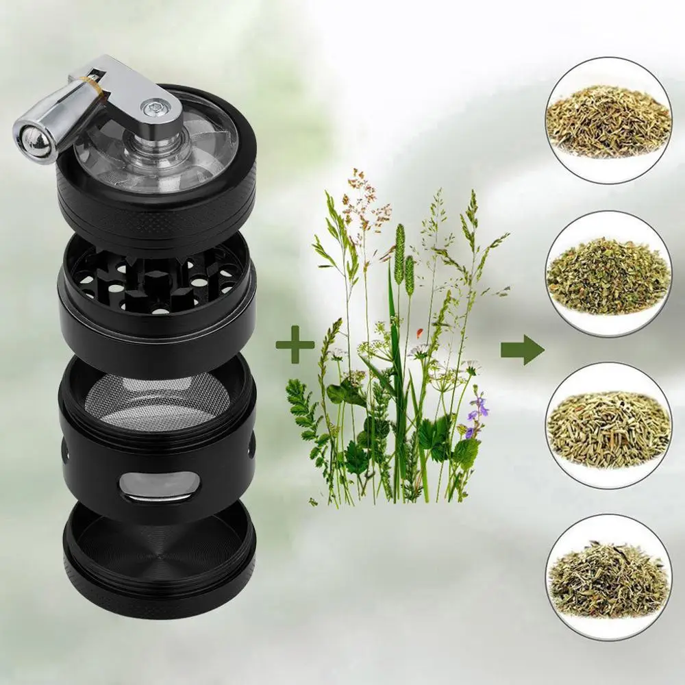 

4-layer Herb Tobacco Spice Metal Mill Tobacco Grinder Graters Cursher Hand Crank Muller Mill Pollinator Smoking Accessories LS*D