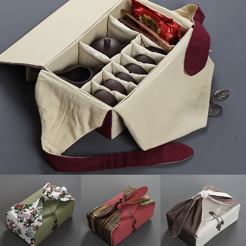 Draagbare Reizen Thee Set Opbergtas Dikker Handtas Thee kopje Thee Pot Set Doek Tas Handgemaakte Katoen Linnen Multi 9 raster Zak 1 pcs Draagbare Reizen Thee Set Opbergtas Dikker Handtas Thee kopje Thee Pot Set Doek Tas Handgemaakte Katoen Linnen Multi 9 raster Zak 1 pcs