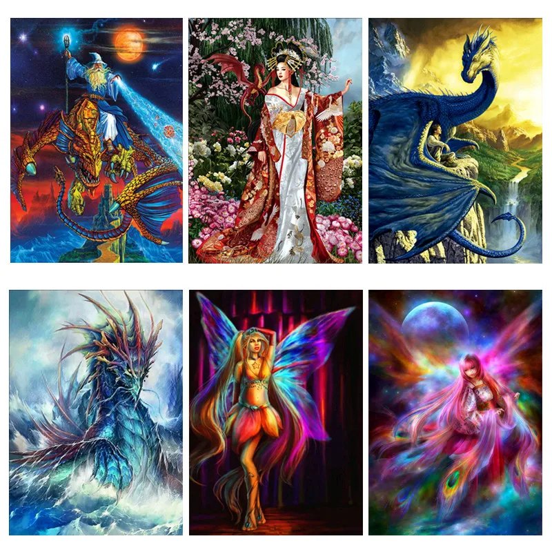 

DIY Diamond Painting 5D Dragon Color Mosaic Round Diamond Embroidery Needle Icon Pattern Decorative Painting