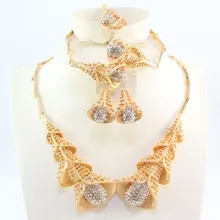 Благородный Дубай дизайн модный костюм кристалл Morning Glory кулон ожерелье найти Дубай Золотой Цвет Ювелирные наборы великолепный