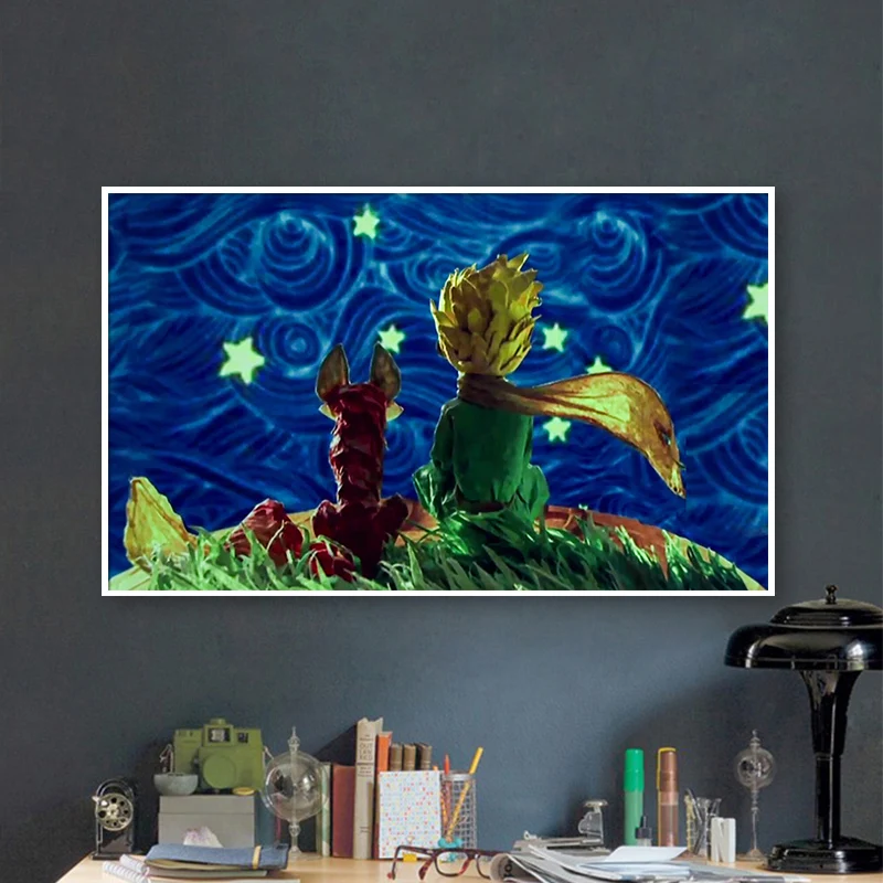 

painting by numbers art paint by number Diy Little Prince and Little Fox Look at Starry Sky Man Manually Filling Color Decorat