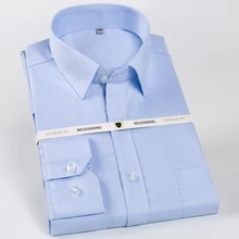 Мужские рубашки из хлопка с длинным рукавом, нежелезные стандартные солидные формальные деловые рубашки с карманом