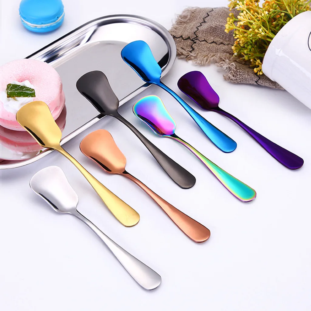 

Colorful Spoon Handle Spoons Flatware Ice Cream Drinking Tools Flatware Kitchen Gadget Coffee Drinking Tools Dropshipping