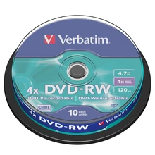 Verbatim DVD-RW 4,7 GB 10pk шпиндель 4x фирменный перезаписываемый для медиа-дисков DVD 43552 10-дисковый шпиндель Verbatim DVD-RW 4,7 GB 10pk шпиндель 4x фирменный перезаписываемый для медиа-дисков DVD 43552 10-дисковый шпиндель