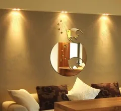 

Faishion Home Decoration 3d Mirror Sticks Livingroom Bathroom Aquarium Style Mirror Wall Sticks Hot Selling