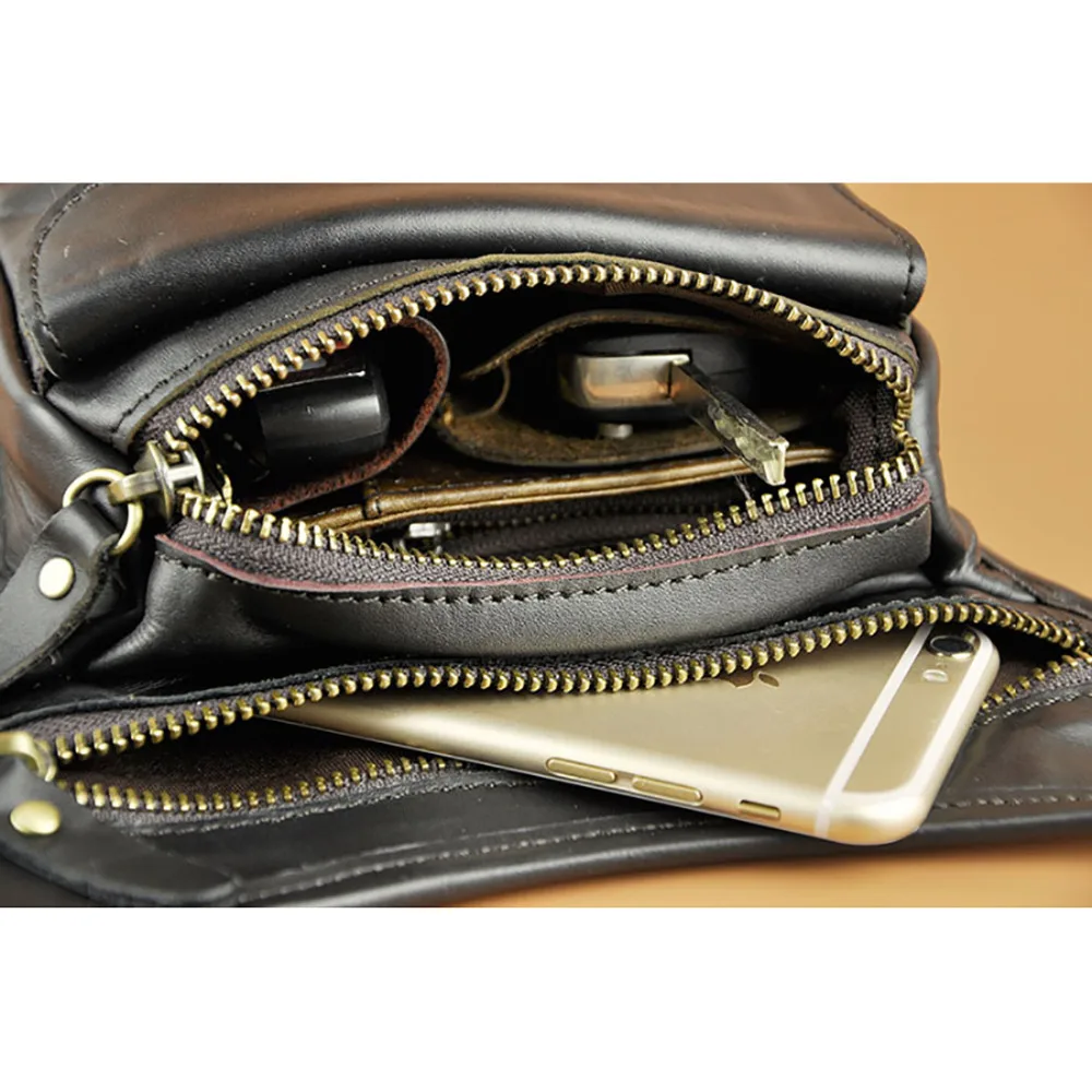 Забавная поясная сумка для мужчин из натуральной кожи мотоциклетный мессенджер