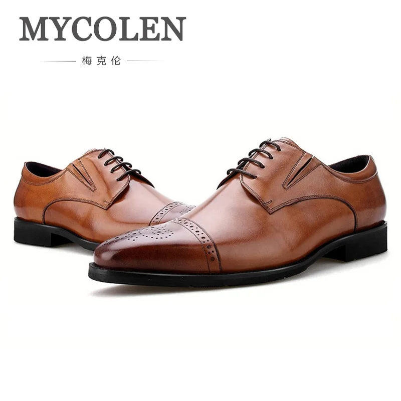 

MYCOLEN The New Listing High Quality Genuine Leather Shoes Men Lace-Up Business Men Shoes Male Formal Dress Shoes Derby Homme