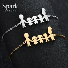 Милые семейные очаровательные модные браслеты унисекс для мамы, папы, мальчика и девочки, регулируемые золотые цвета, подарок для ребенка